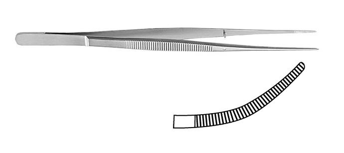 TAYLOR Пінцет анатомічний; зігнутий; із зубчиками; 17,5см; ширина бранш 1,5+/-0,2. Tontarra Medizintechnik GmbH